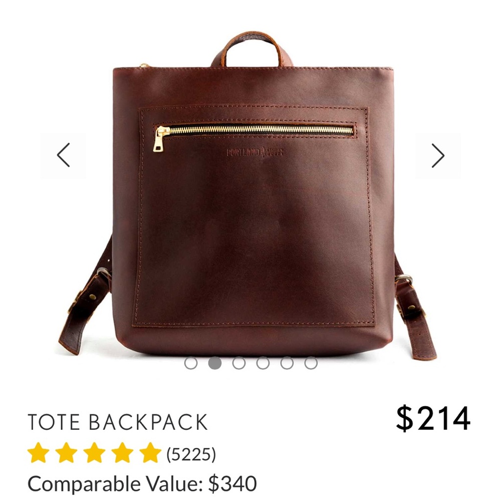 Portland Leather Tote Backpack in Cognac